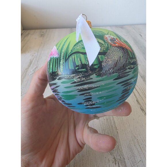 bird flamingo glitter ball ornament remember Xmas Poland tree unique - Picture 5 of 9